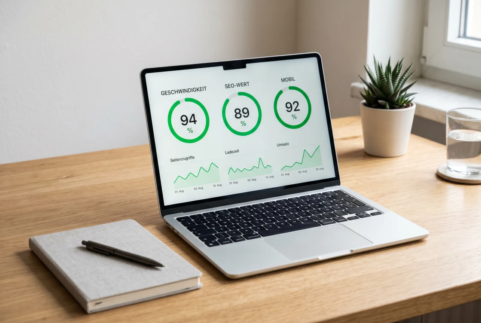 Laptop mit einem Website-Performance-Dashboard