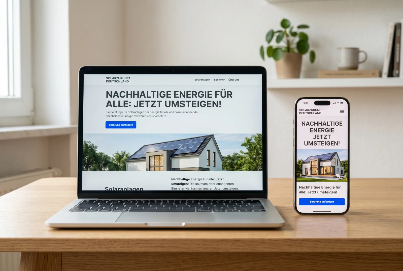 Laptop und Smartphone mit derselben Website responsiv